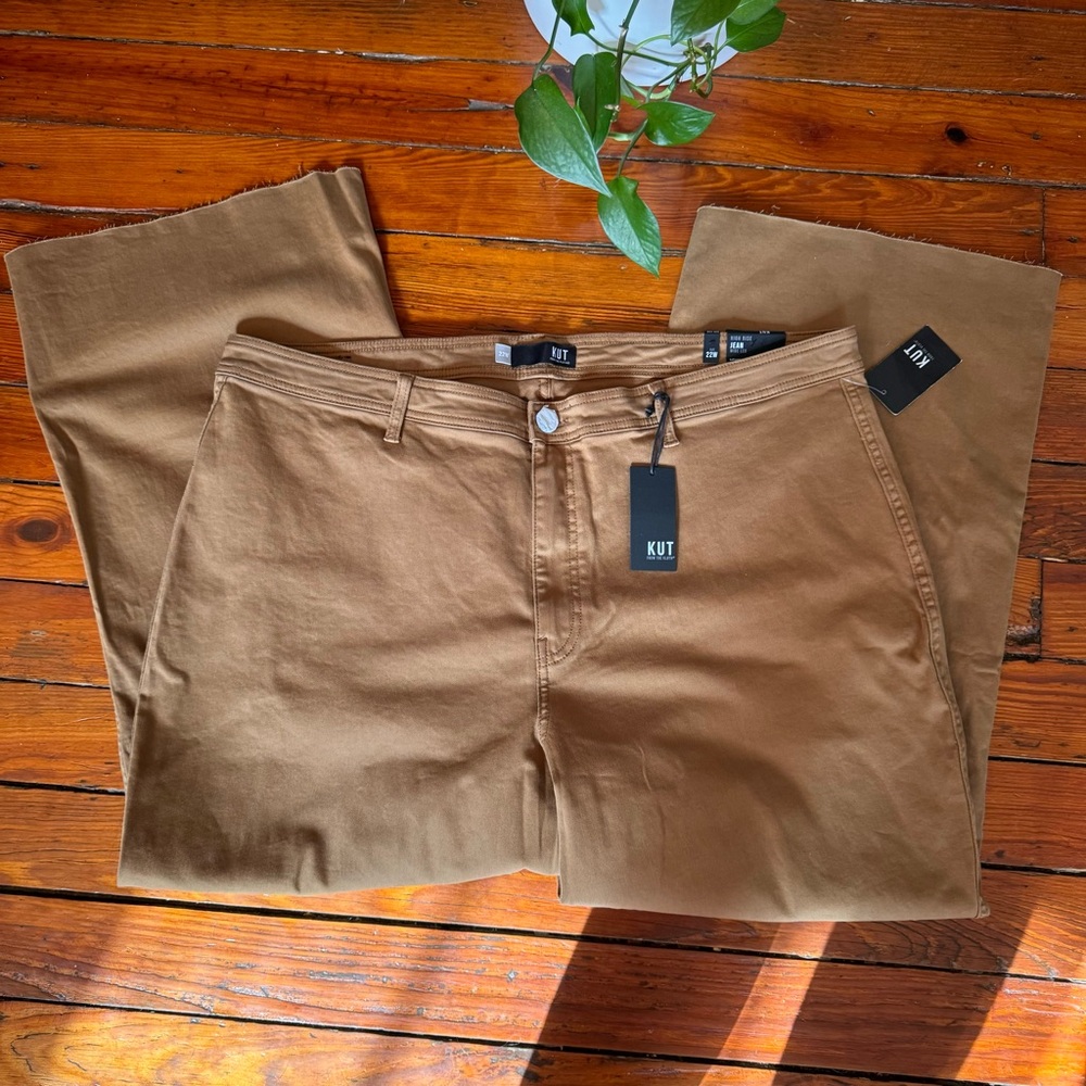 Kut From The Kloth Meg High Rise Fab Ab Wide Leg Bronze Pants Jeans Size 22W NWT